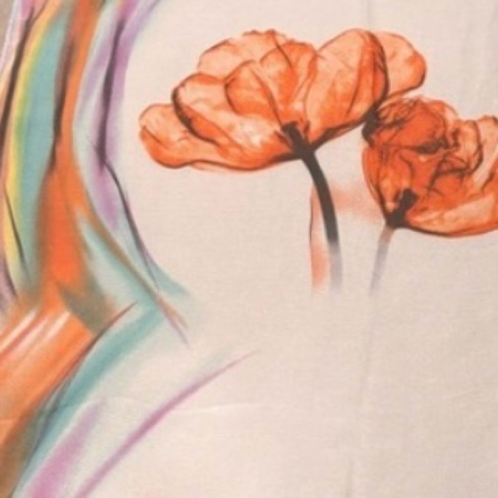 Sheer Silk Feel Floral Scarf - Picture 5 of 15